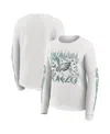 Wear By Erin Andrews Women's White Philadelphia Eagles Graphic Waffle Long-sleeve T-shirt In White