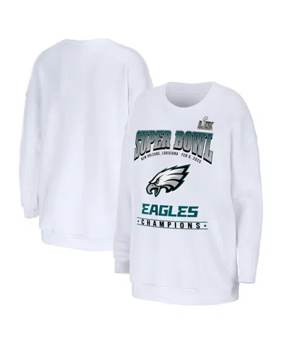 Wear By Erin Andrews Women's White Philadelphia Eagles Super Bowl Lix Champions Fleece Pullover Top