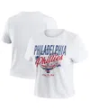 Wear By Erin Andrews Women's White Philadelphia Phillies Distressed Cropped Baby T-shirt