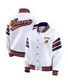 Wear By Erin Andrews Women's White Phoenix Suns Snap Front Fleece Sweatshirt In White