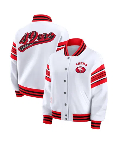 Wear By Erin Andrews Women's White San Francisco 49ers Plus Size Full-snap Fleece Sweatshirt Jacket