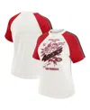 Wear By Erin Andrews White San Francisco 49ers Sleeve Stripe Distressed Raglan T-shirt In White