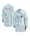 Wear By Erin Andrews Women's White Seattle Kraken Oversized Tie-dye Button-up Denim Shirt In White