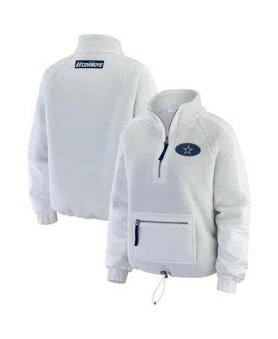 Wear By Erin Andrews Women's White Seattle Seahawks Polar Fleece Half-zip Jacket