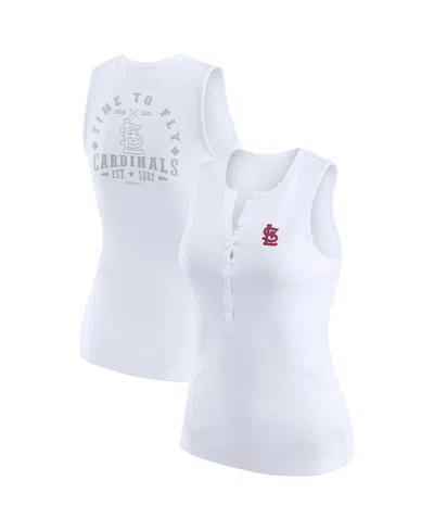 Wear By Erin Andrews Women's White St. Louis Cardinals Rib-knit Henley Tank Top