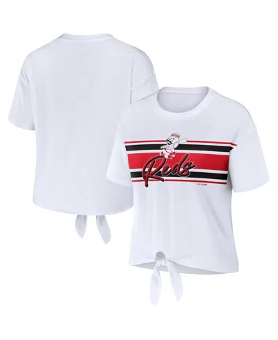 Wear By Erin Andrews Women's White St. Louis Cardinals Tie-front T-shirt