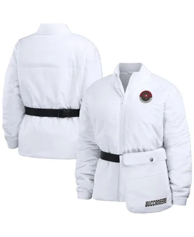 Wear By Erin Andrews Women's White Tampa Bay Buccaneers Packaway Full-zip Puffer Jacket