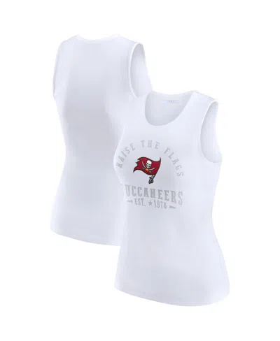 Wear By Erin Andrews Women's White Tampa Bay Buccaneers Ribbed Graphic Tank Top