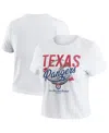 Wear By Erin Andrews Women's White Texas Rangers Distressed Cropped Baby T-shirt In White