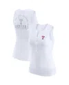 Wear By Erin Andrews Women's White Texas Rangers Rib-knit Henley Tank Top In White