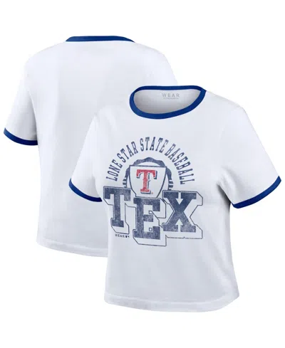 Wear By Erin Andrews White Texas Rangers Ringer Baby T-shirt