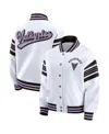 Wear By Erin Andrews Women's White/black Golden State Valkyries Full-snap Fleece Sweatshirt Jacket In White