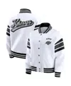 Wear By Erin Andrews Women's White/black Los Angeles Kings Full-snap Fleece Sweatshirt Jacket In White