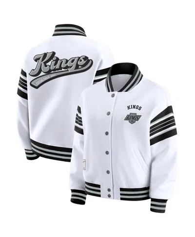 Wear By Erin Andrews Women's White/black Los Angeles Kings Full-snap Fleece Sweatshirt Jacket