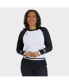 Wear By Erin Andrews Women's White/black New Orleans Saints Color Block Raglan Sweater In Multi
