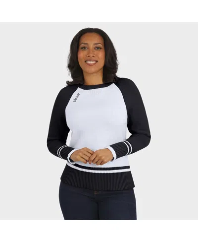 Wear By Erin Andrews Women's White/black New Orleans Saints Color Block Raglan Sweater In Multi
