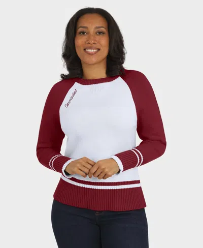 Wear By Erin Andrews Women's White/burgundy Washington Commanders Color Block Raglan Sweater In Multi