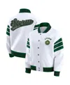 Wear By Erin Andrews Women's White/green Seattle Storm Full-snap Fleece Sweatshirt Jacket In White