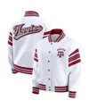 Wear By Erin Andrews Women's White/maroon Texas A&m Aggies Satin Stitch Full-snap Fleece Sweatshirt Jacket In Multi