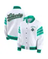 Wear By Erin Andrews Women's White/mint New York Liberty Full-snap Fleece Sweatshirt Jacket In Multi