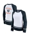 Wear By Erin Andrews Women's White/navy Chicago Bears Color Block Raglan Sweater In Animal Print