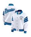 Wear By Erin Andrews Women's White/navy Pittsburgh Penguins Full-snap Fleece Sweatshirt Jacket In Blue