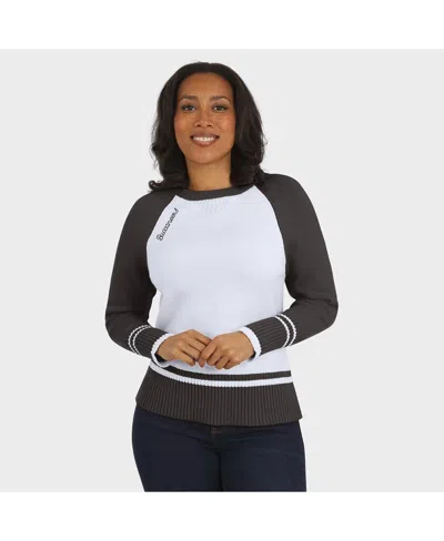 Wear By Erin Andrews Women's White/pewter Tampa Bay Buccaneers Color Block Raglan Sweater In Multi