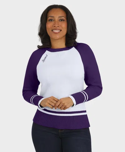 Wear By Erin Andrews Women's White/purple Baltimore Ravens Color Block Raglan Sweater
