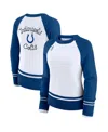 Wear By Erin Andrews Women's White/royal Indianapolis Colts Color Block Raglan Sweater In Blue