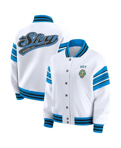Wear By Erin Andrews Women's White/sky Blue Chicago Sky Full-snap Fleece Sweatshirt Jacket In Multi