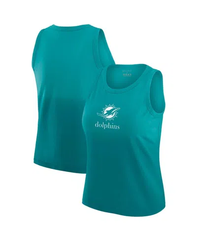 Wear By Erin Andrews Women's X Gracie Hunt Aqua Miami Dolphins Ombre Tank Top In Blue