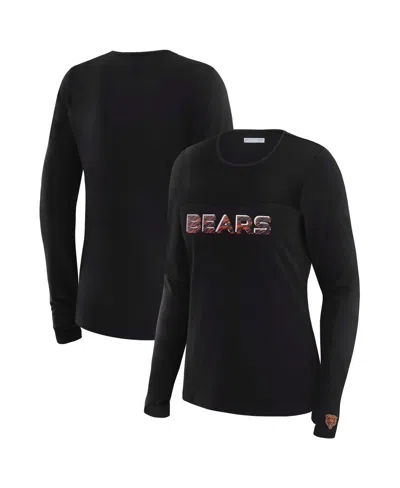 Wear By Erin Andrews Women's X Gracie Hunt Black Chicago Bears Mesh Panel Long Sleeve T-shirt