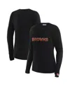 Wear By Erin Andrews Women's X Gracie Hunt Black Cleveland Browns Mesh Panel Long Sleeve T-shirt In Black
