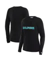 Wear By Erin Andrews Women's X Gracie Hunt Black Miami Dolphins Mesh Panel Long Sleeve T-shirt In Black