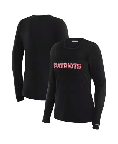 Wear By Erin Andrews Women's X Gracie Hunt Black New England Patriots Mesh Panel Long Sleeve T-shirt