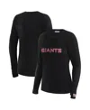 Wear By Erin Andrews Women's X Gracie Hunt Black New York Giants Mesh Panel Long Sleeve T-shirt In Black