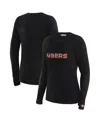 Wear By Erin Andrews Women's X Gracie Hunt Black San Francisco 49ers Mesh Panel Long Sleeve T-shirt In Black