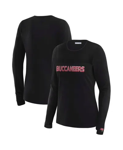 Wear By Erin Andrews Women's X Gracie Hunt Black Tampa Bay Buccaneers Mesh Panel Long Sleeve T-shirt