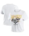 Wear By Erin Andrews Women'sâ White San Diego Padres Distressed Cropped Baby T-shirt