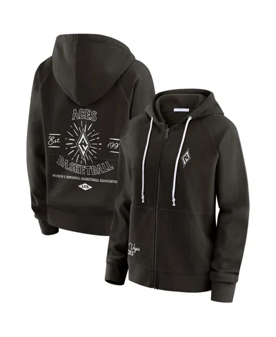 Wear By Erin Andrews Women'sblack Las Vegas Aces Vintage Full-zip Raglan Hoodie In Black