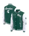 Wear By Erin Andrews Women'sgreen Michigan State Spartans Varsity Full-snap Puffer Jacket In Green