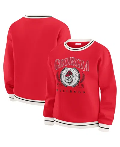 Wear By Erin Andrews Women'sred Georgia Bulldogs Seal Sweatshirt In Red