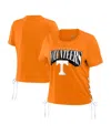 Wear By Erin Andrews Women'stennessee Orange Tennessee Volunteers Side Lace-up Modest Crop T-shirt In Orange