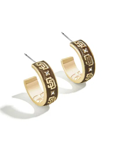 Wear By Erin Andrews X Bauble Bar San Diego Padres Enamel Hoop Earrings