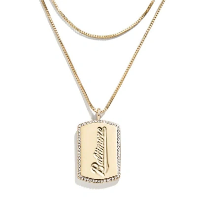 Wear By Erin Andrews X Baublebar Baltimore Orioles Dog Tag Necklace In Gold