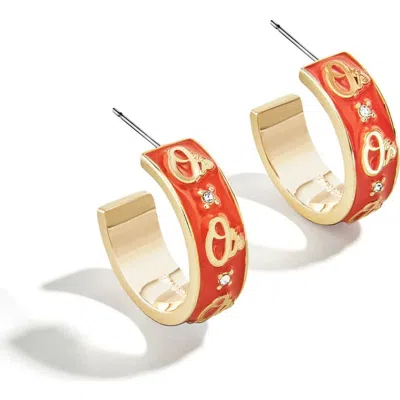 Wear By Erin Andrews X Baublebar Baltimore Orioles Enamel Hoop Earrings In Gold