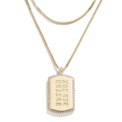 Wear By Erin Andrews X Baublebar Boston Red Sox Dog Tag Necklace In Gold