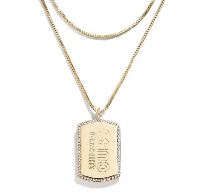 Wear By Erin Andrews X Baublebar Chicago Cubs Dog Tag Necklace In Gold