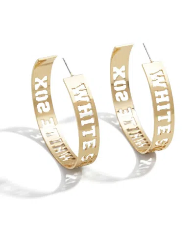 WEAR BY ERIN ANDREWS X BAUBLEBAR CHICAGO WHITE SOX LARGE CUTOUT HOOP EARRINGS