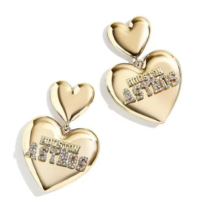 Wear By Erin Andrews X Baublebar Houston Astros Heart Statement Drop Earrings In Gold